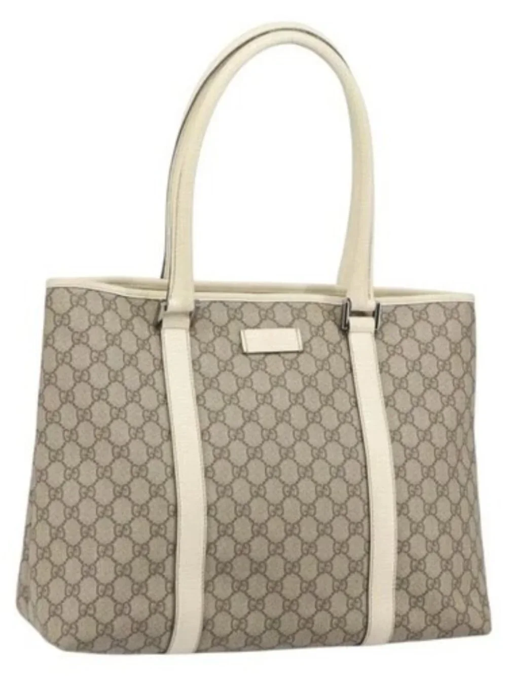 Gucci Beige Monogram Canvas Tote with Cream Leather Trim